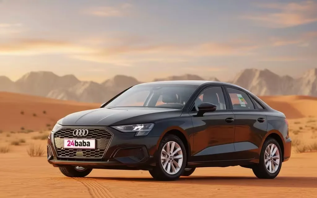 Audi A3 2022 Black front view with headlights