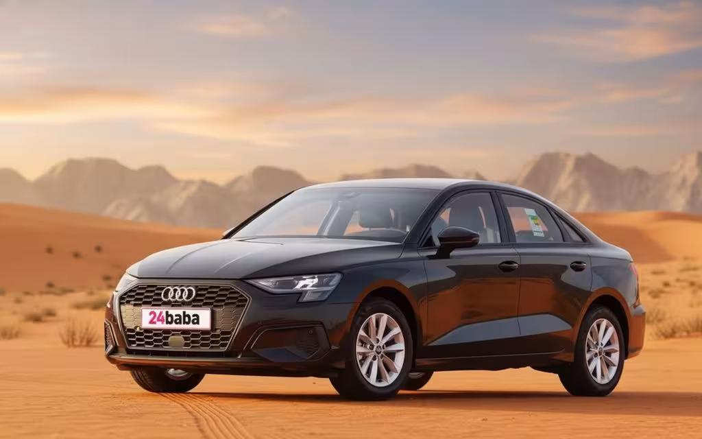 Audi A3 2022 Black front view with headlights