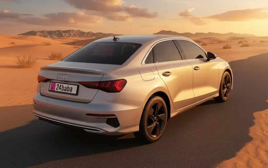 Audi A3 2023 Silver rear view showing taillights – rental in Dubai