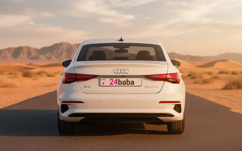 Audi A3 2023 White rear view showing taillights