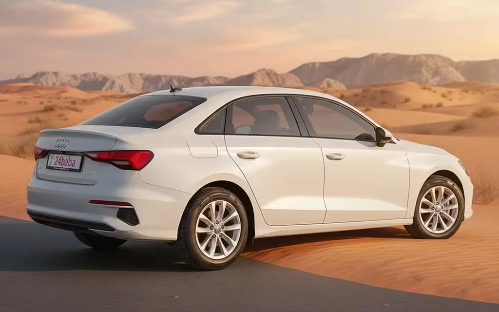 Audi A3 2023 White rear view showing taillights