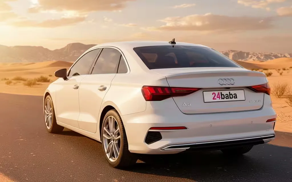 Audi A3 2024 White rear view showing taillights