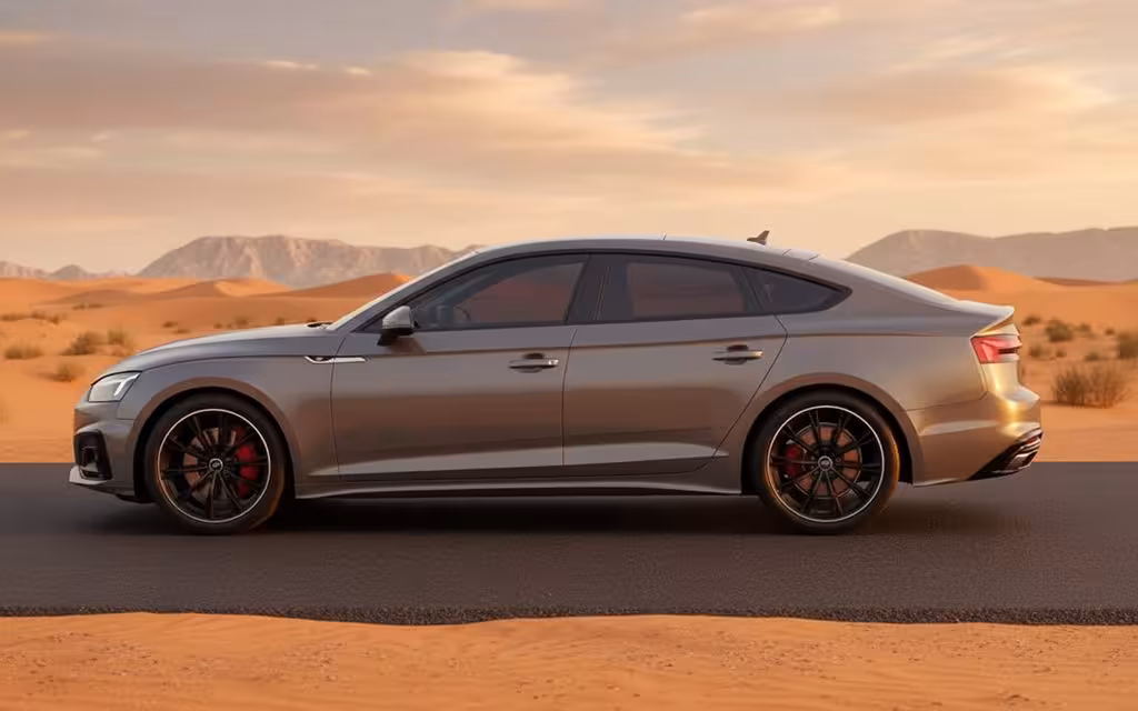 Audi A5 2023 Grey side profile – rental in Dubai