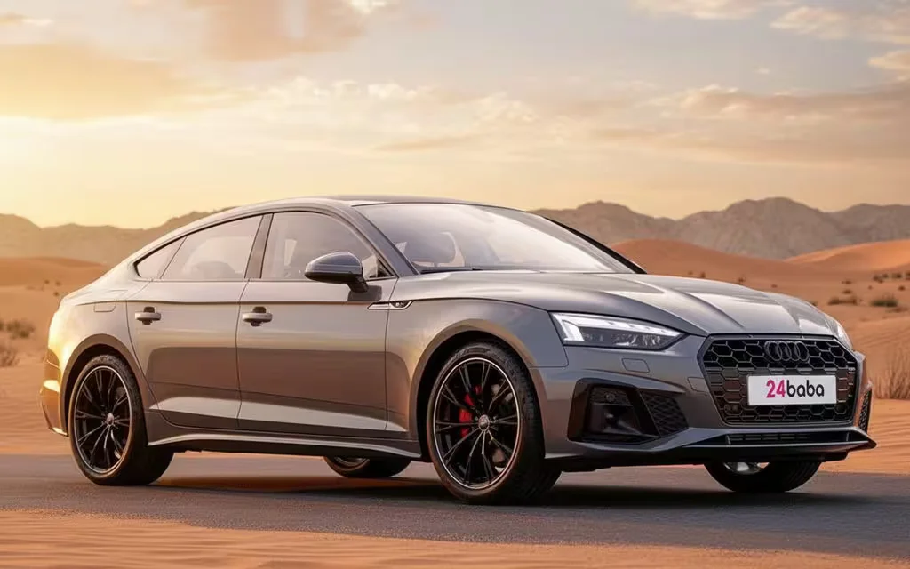 Audi A5 2023 Grey parked outdoor scene – rental in Dubai