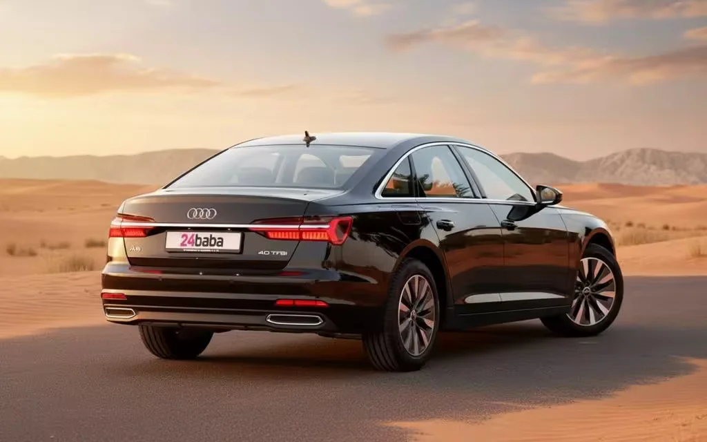 Audi A6 2023 Black rear view showing taillights