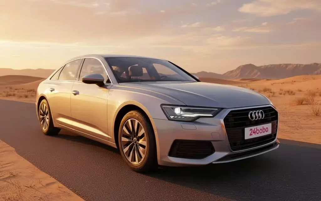 Luxury car rental in Dubai with skyline background