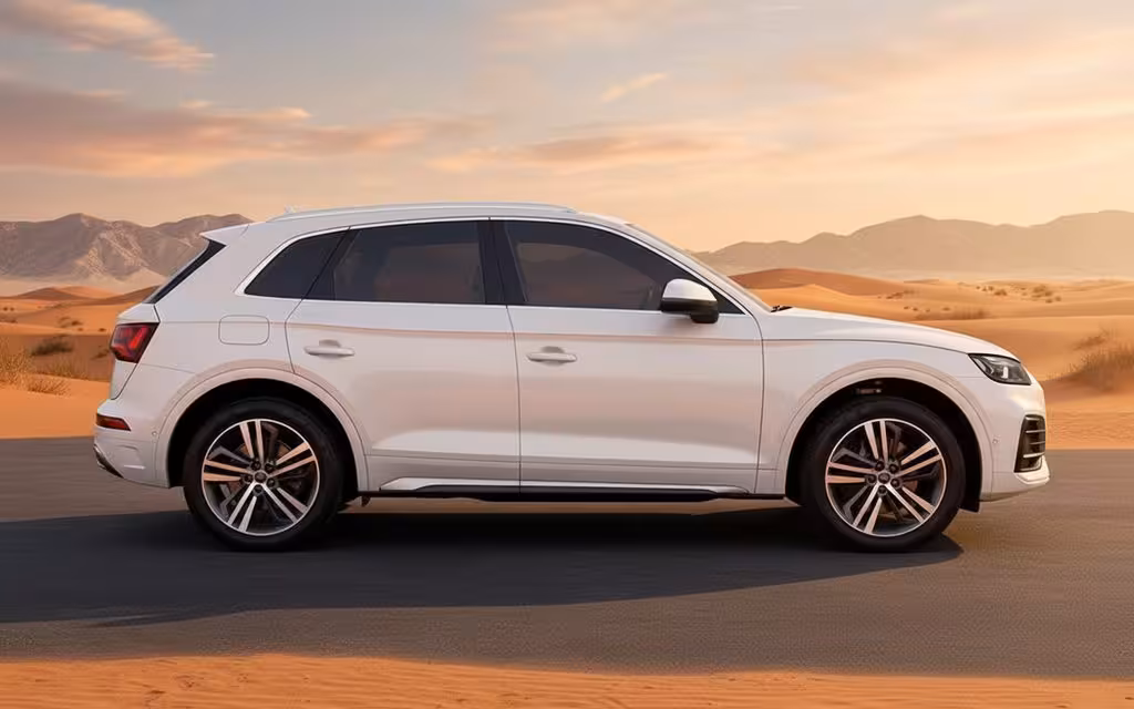 Audi Q5 2024 White side profile – rental in Dubai