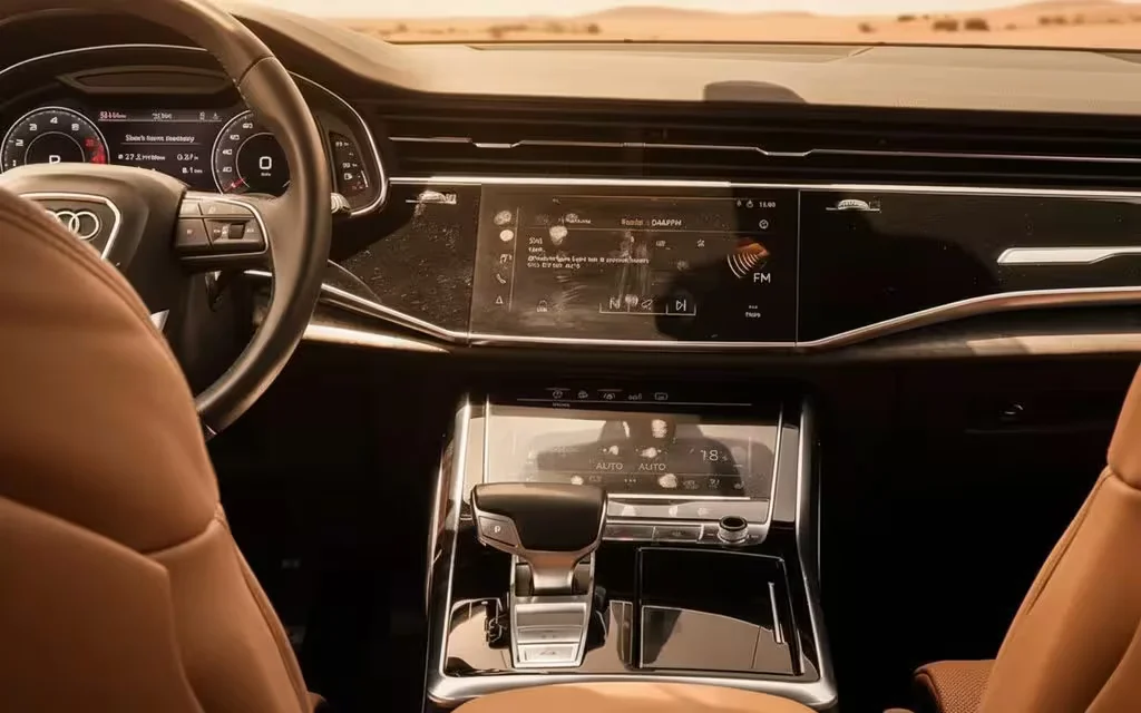 Audi Q8 2022 interior view showing trim – rental in Dubai