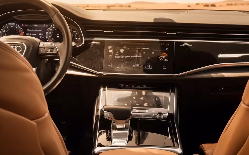 Audi Q8 2022 interior view showing trim – rental in Dubai