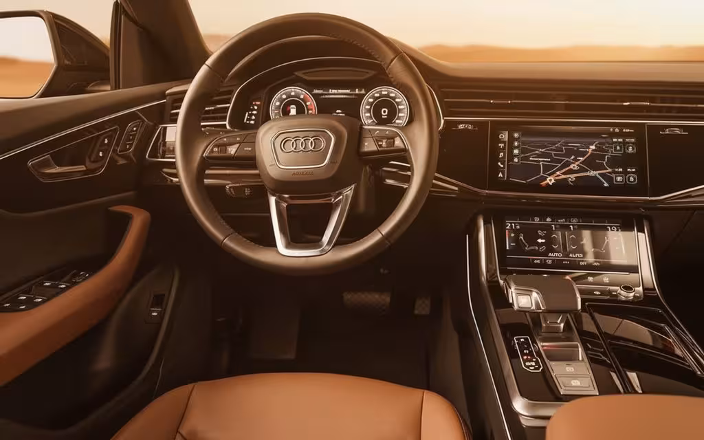 Audi Q8 2022 dashboard and infotainment – rental in Dubai