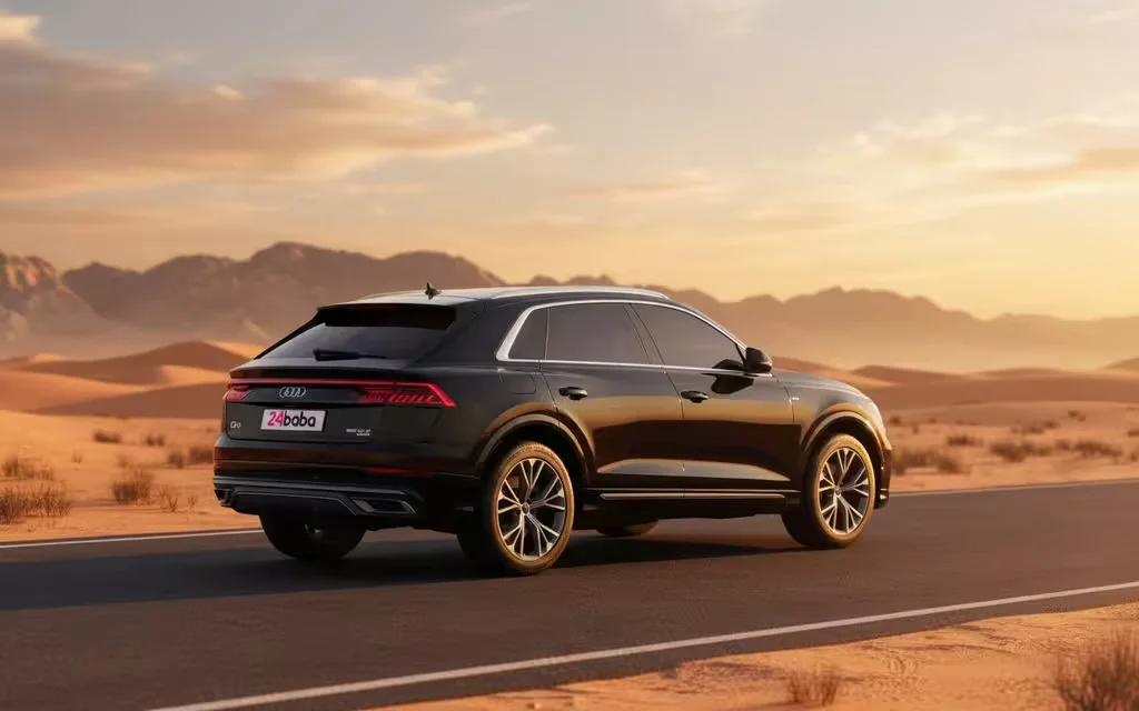 Audi Q8 2022 Black side profile – rental in Dubai
