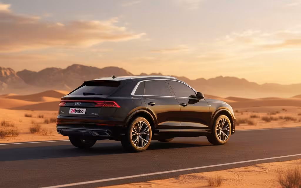 Audi Q8 2022 Black side profile – rental in Dubai