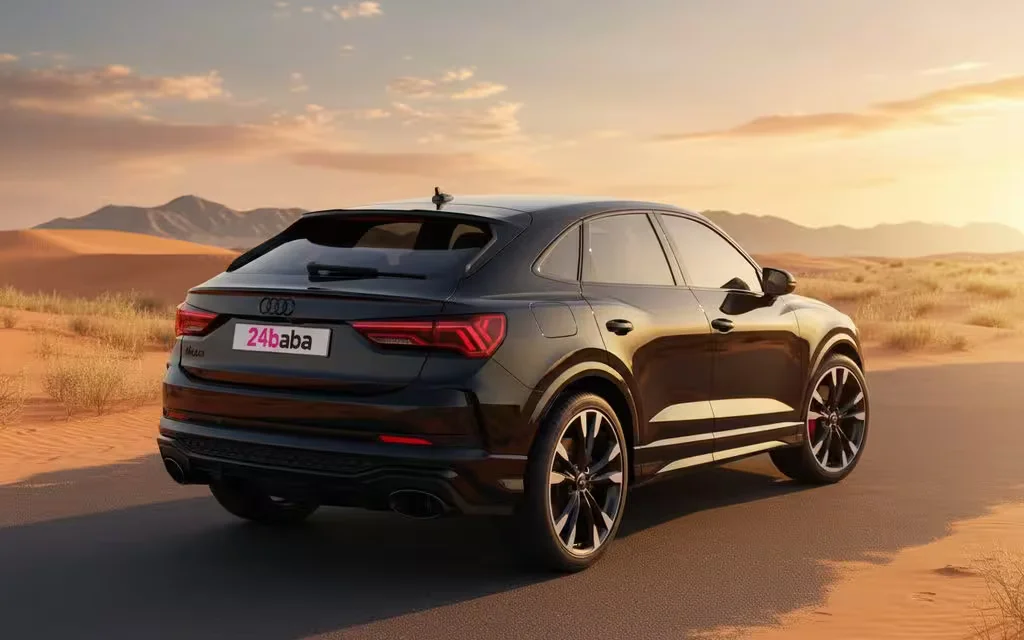 Audi RsQ3 2022 Black rear view showing taillights