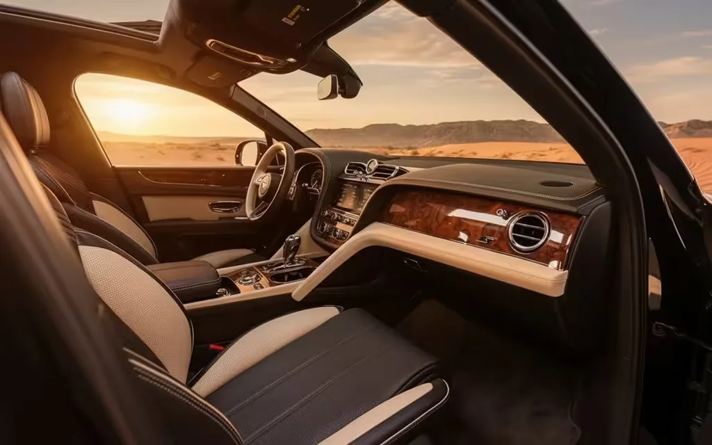 Bentley Bentayga 2022 interior view showing trim – rental in Dubai