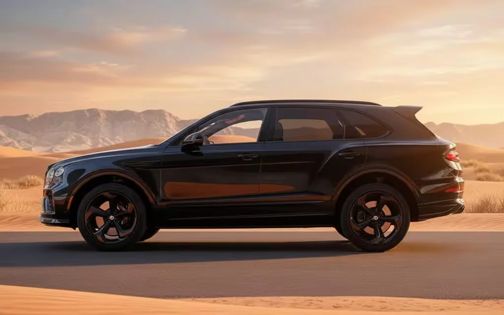 Bentley Bentayga 2022 Black side profile – rental in Dubai