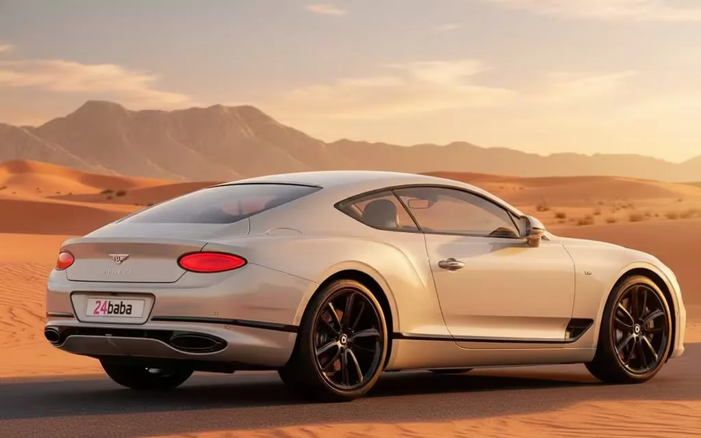 Luxury car rental in Dubai with skyline background