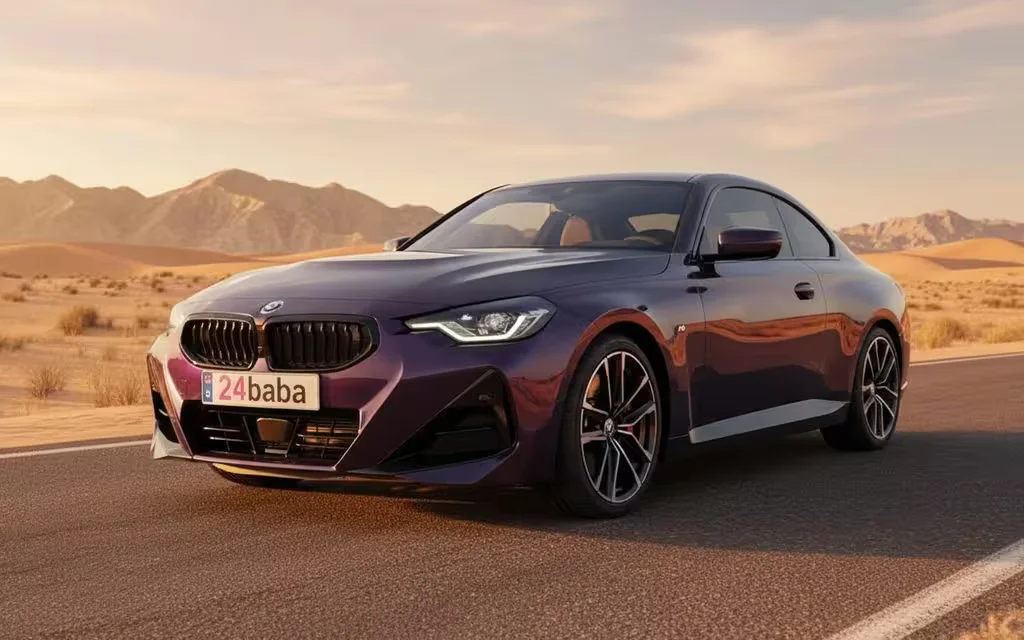 Bmw 230 2022 Purple front view with headlights – rental in Dubai