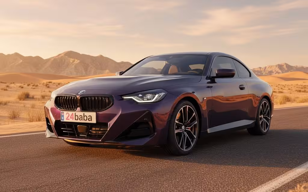 Bmw 230 2022 Purple front view with headlights – rental in Dubai