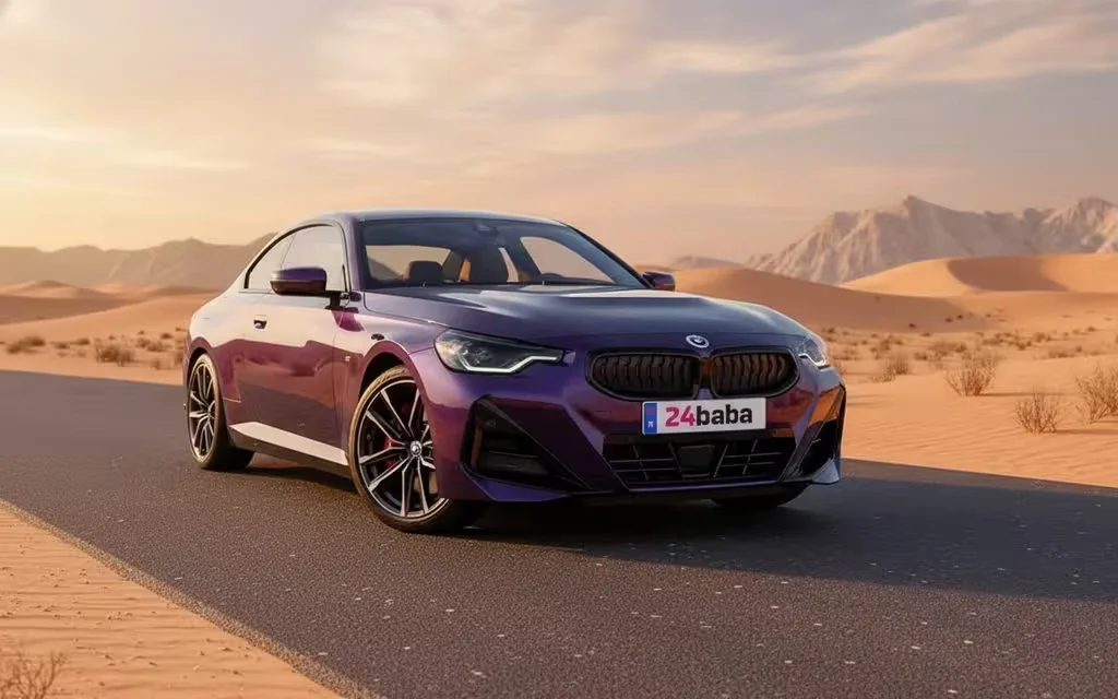 Bmw 230 2022 Purple front view with headlights – rental in Dubai