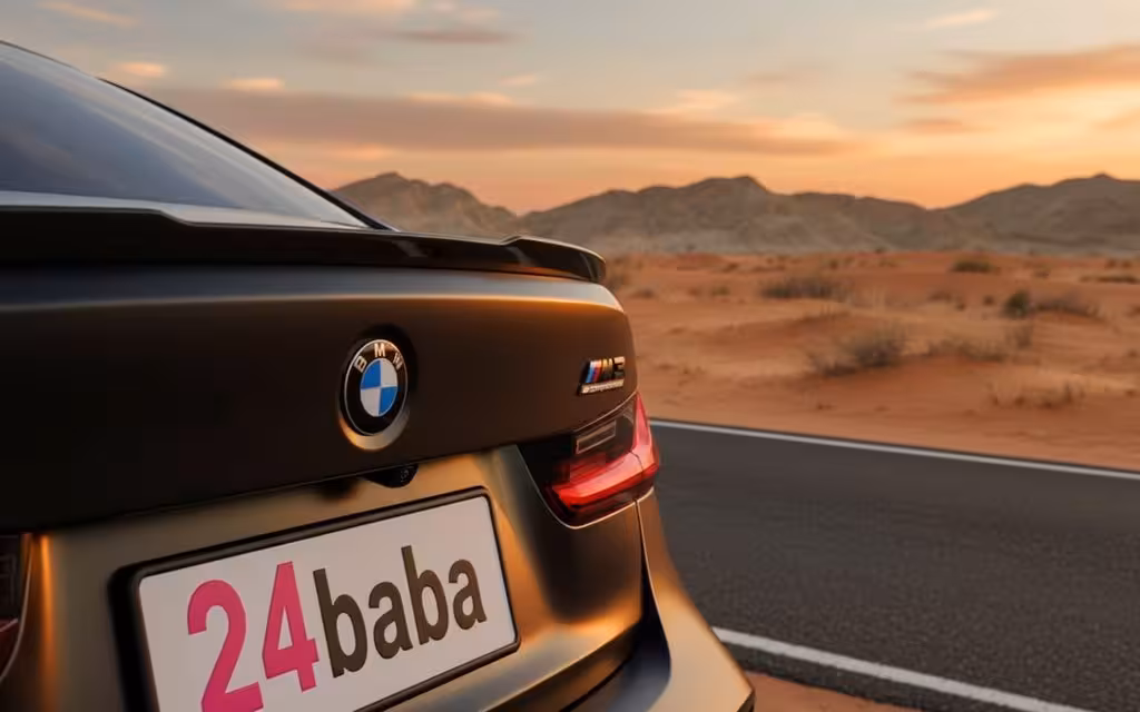 Bmw 330 2021 Black rear view showing taillights – rental in Dubai