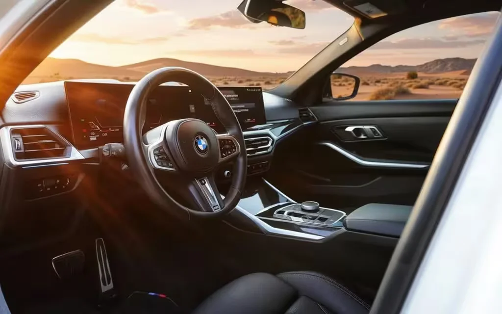 Bmw 330 2023 interior view showing trim – rental in Dubai