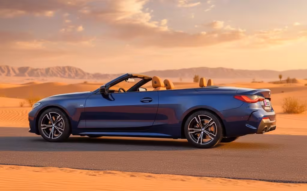 Bmw 420 2023 Blue side profile – rental in Dubai