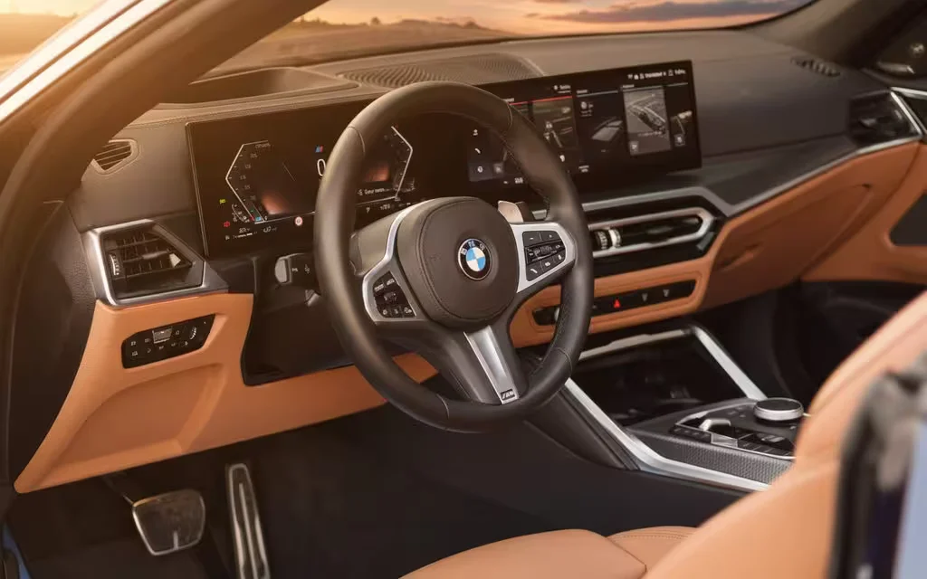 Bmw 420 2023 alloy steering wheel close up – rental in Dubai