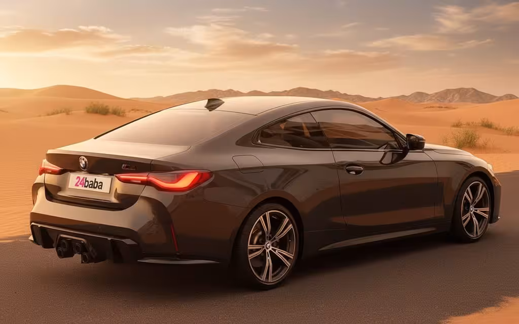 Bmw 430 2021 Green rear view showing taillights – rental in Dubai