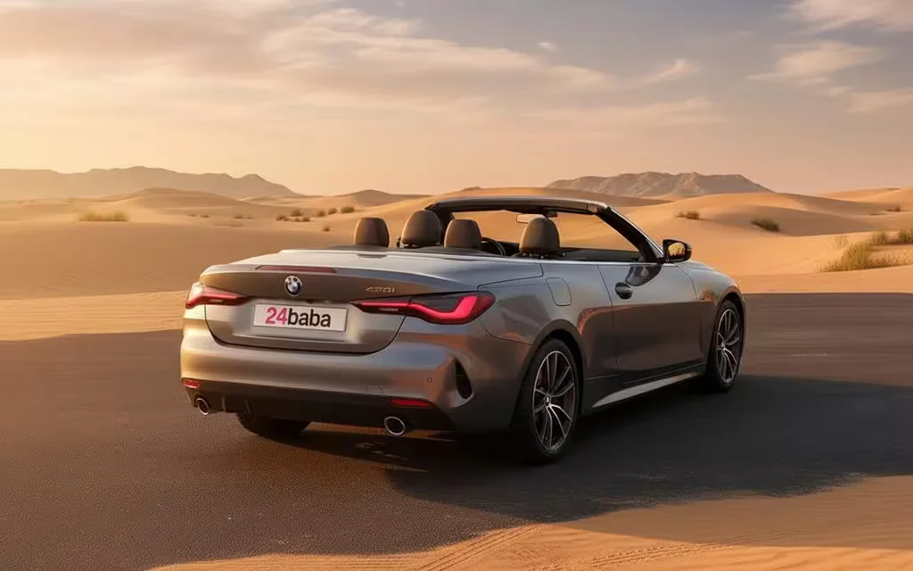 Bmw 430 2022 Grey rear view showing taillights – rental in Dubai