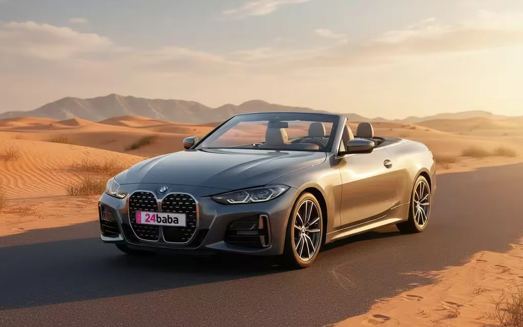 Bmw 430 2022 Grey front view with headlights – rental in Dubai