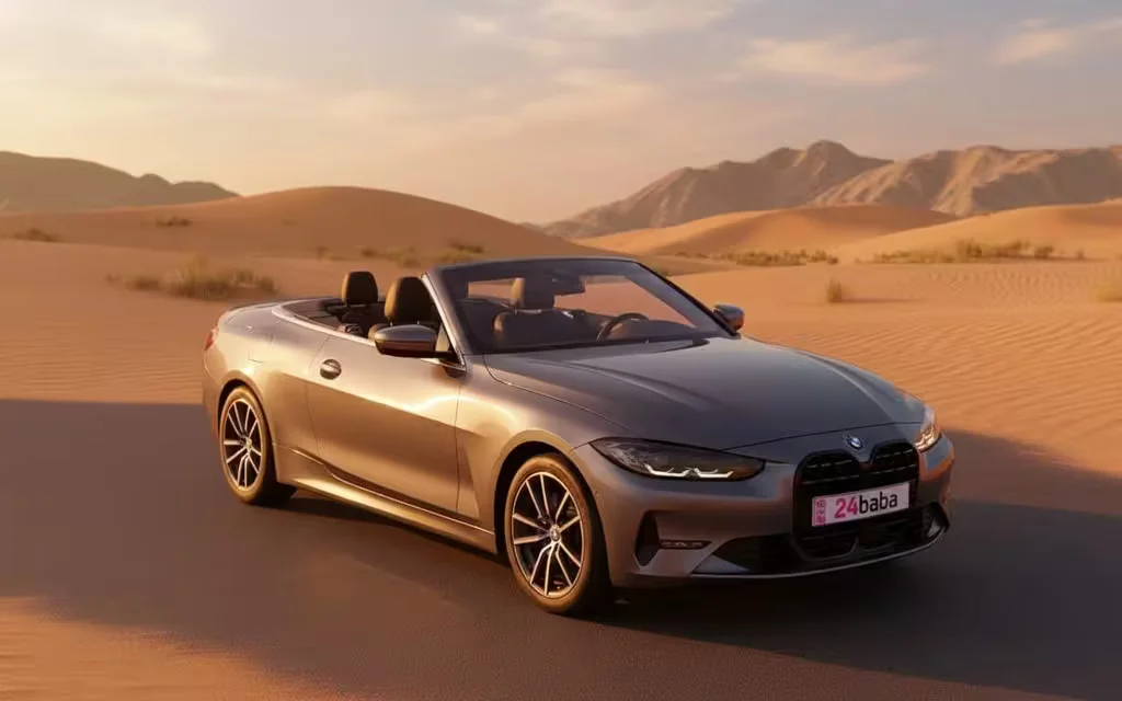 Bmw 430 2022 Grey front view with headlights – rental in Dubai