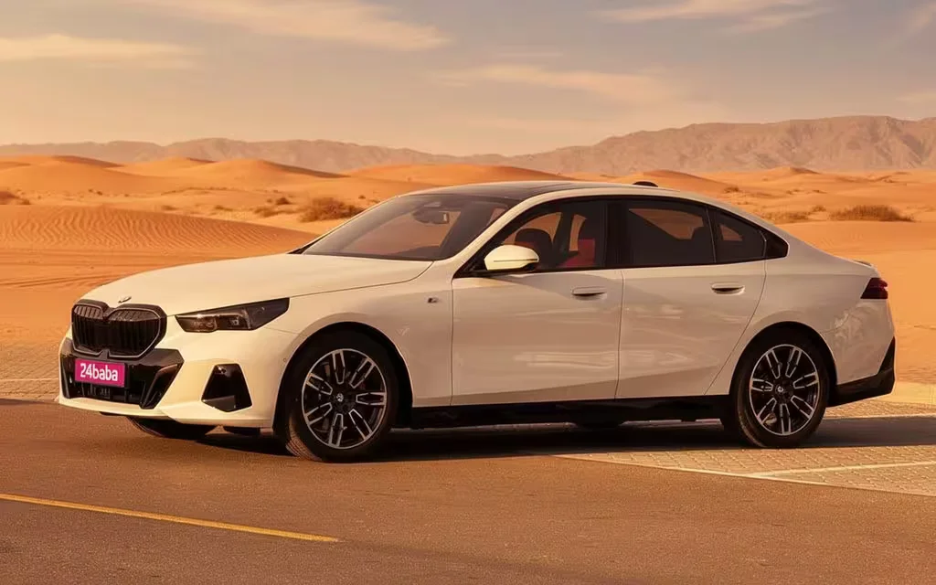 Bmw 520 2024 White side profile – rental in Dubai