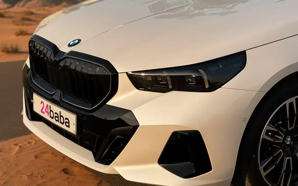 Bmw 520 2024 White parked outdoor scene – rental in Dubai