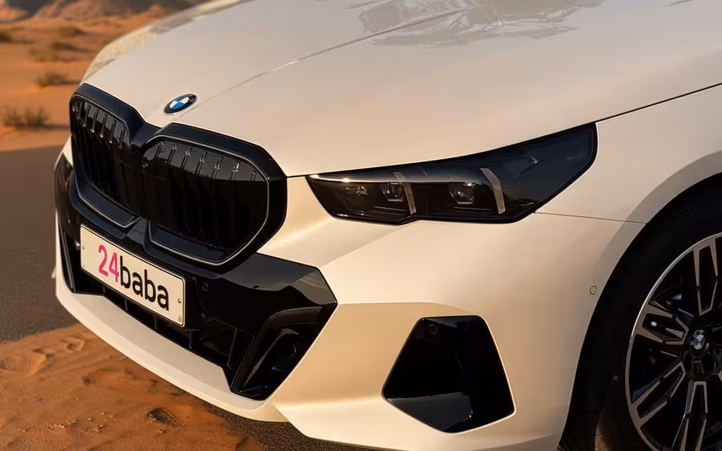 Bmw 520 2024 White parked outdoor scene – rental in Dubai