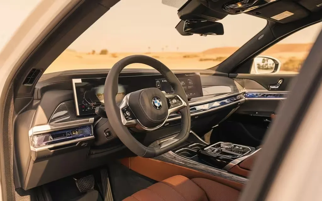 Bmw 735 2023 interior view showing trim – rental in Dubai