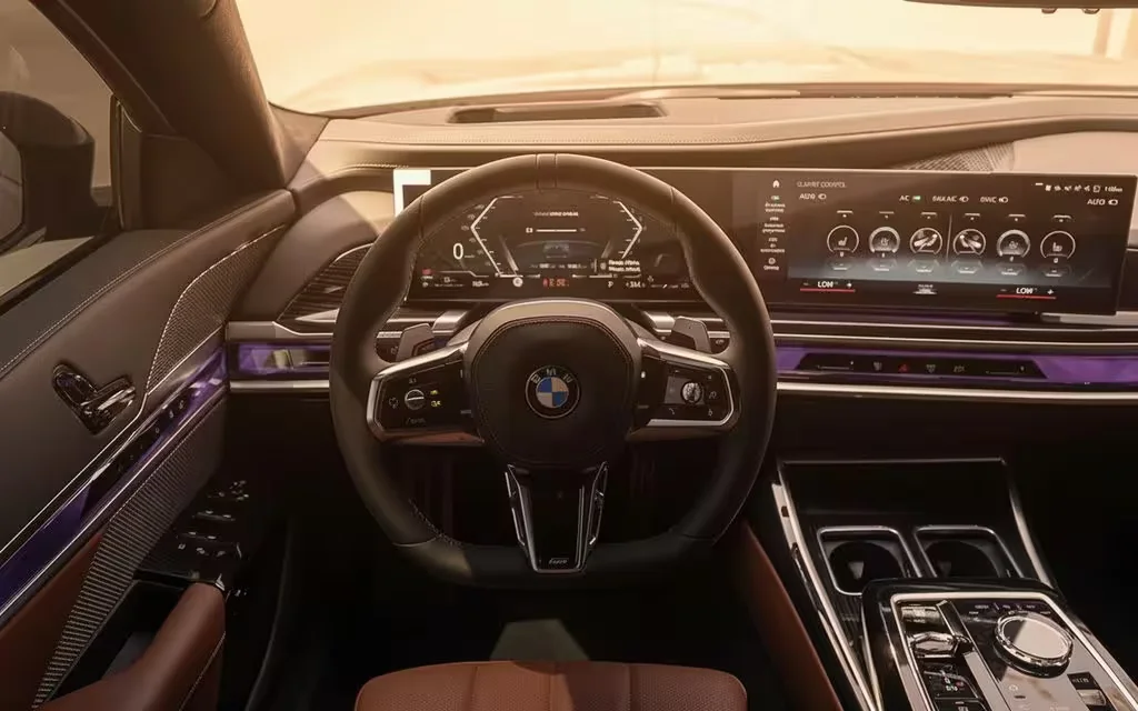 Bmw 735 2023 interior view showing trim – rental in Dubai