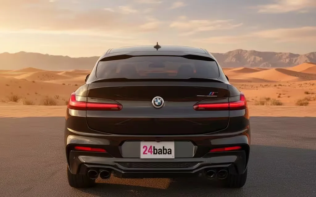 Bmw X4 2020 Black rear view showing taillights – rental in Dubai