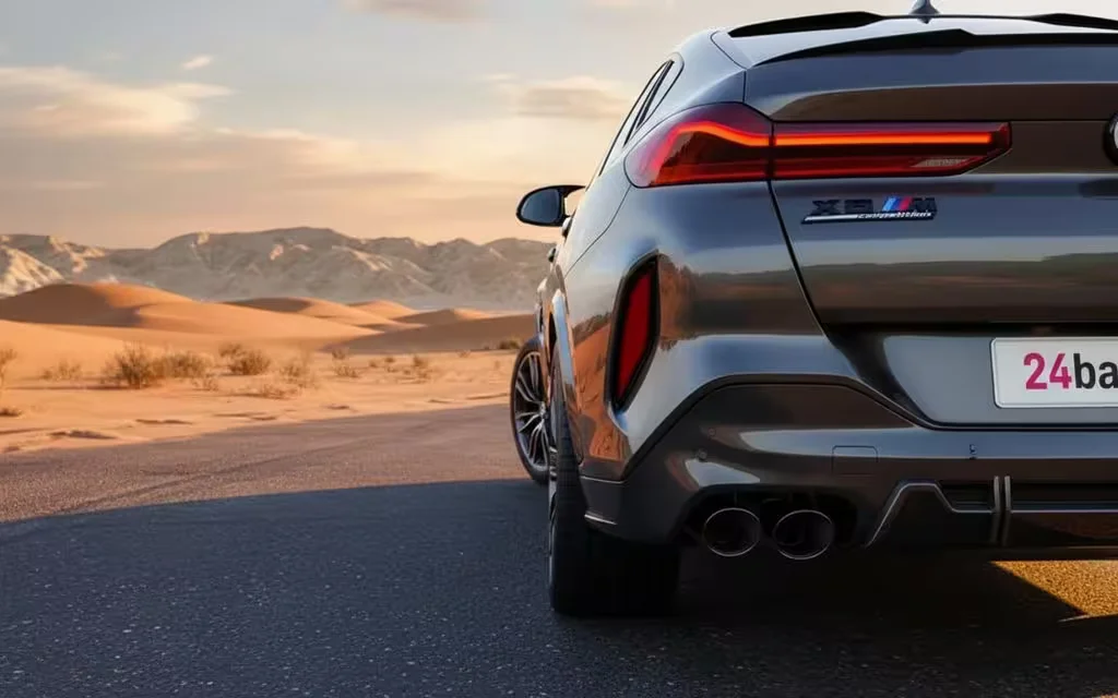 Bmw X6 2021 Green rear view showing taillights – rental in Dubai