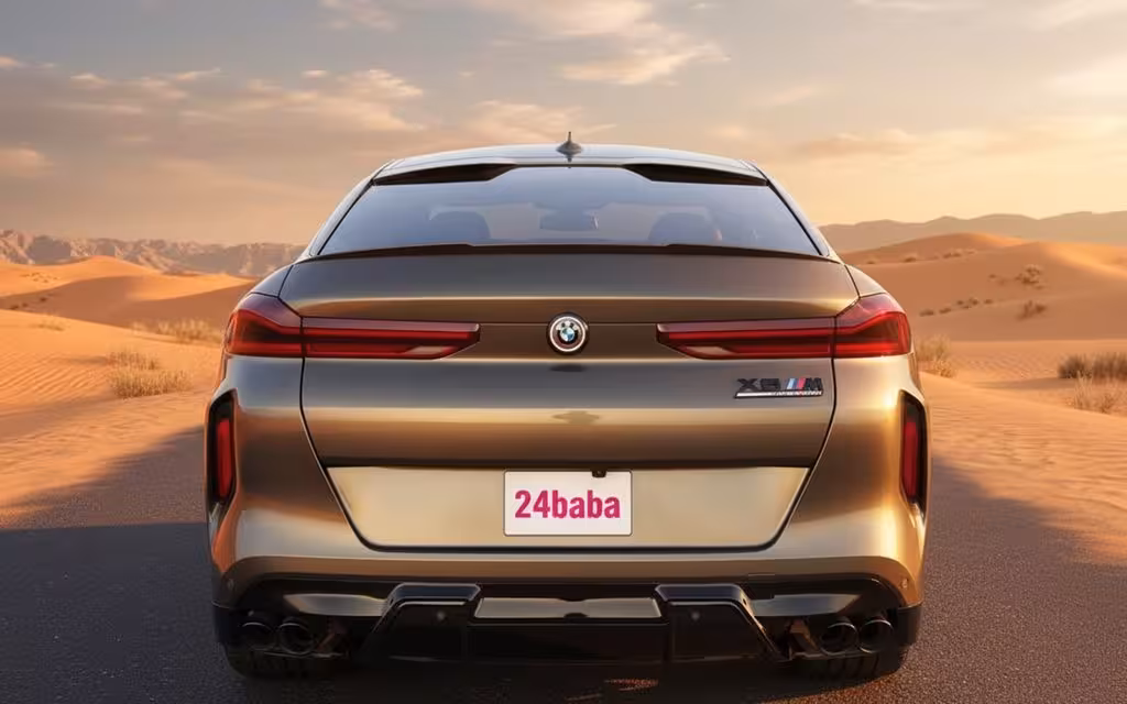 Bmw X6 2021 Green rear view showing taillights – rental in Dubai