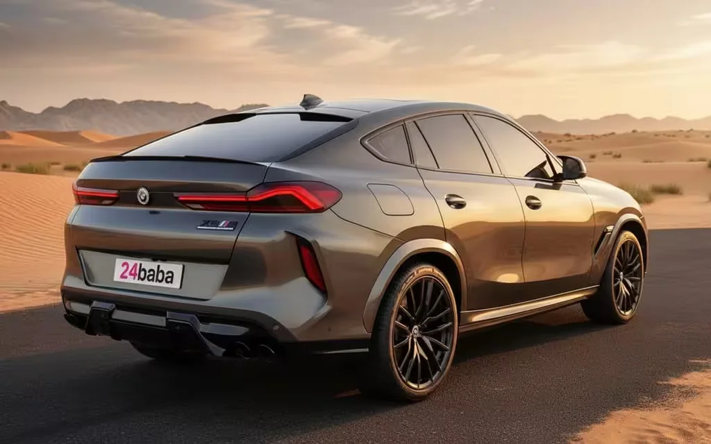 Bmw X6 2021 Green rear view showing taillights – rental in Dubai