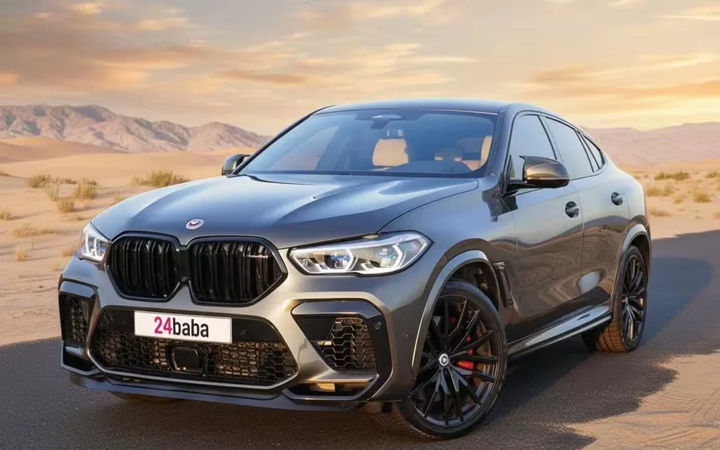 Bmw X6 2021 Green front view with headlights – rental in Dubai