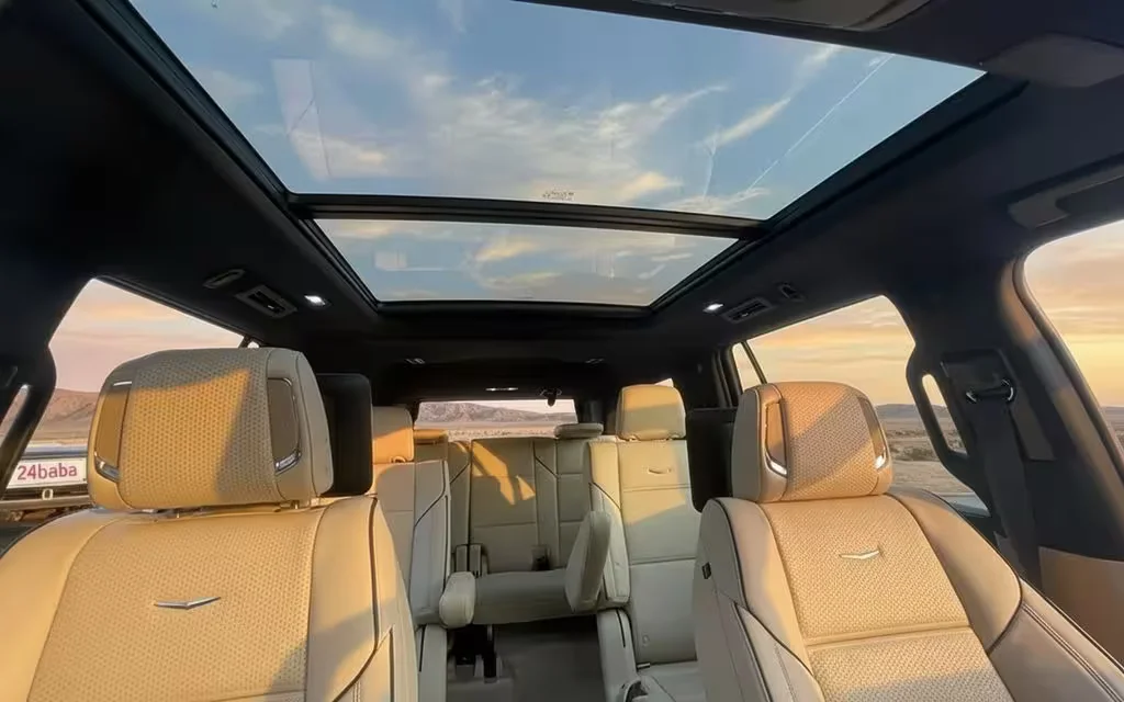 Cadillac Escalade 2021 interior view showing trim – rental in Dubai