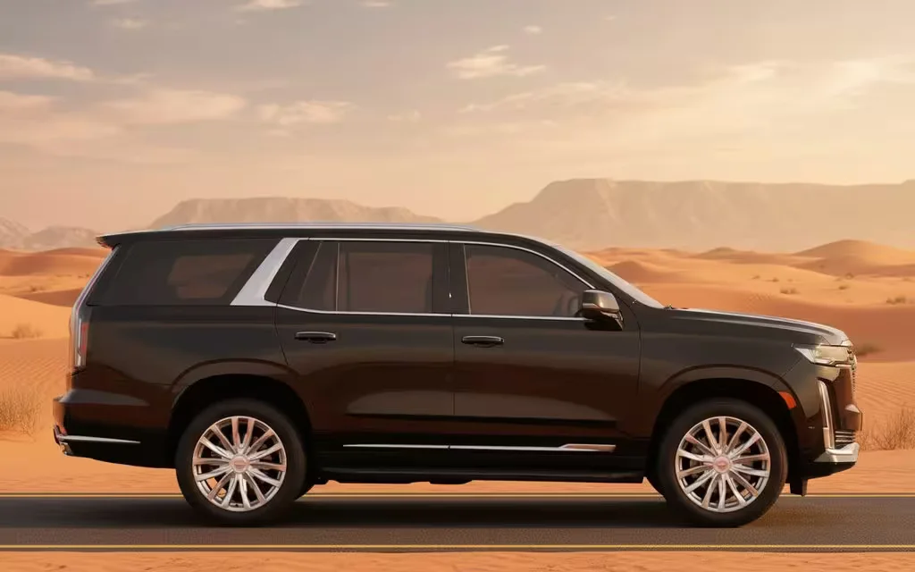 Cadillac Escalade 2022 Black side profile – rental in Dubai