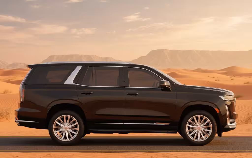 Cadillac Escalade 2022 Black side profile – rental in Dubai
