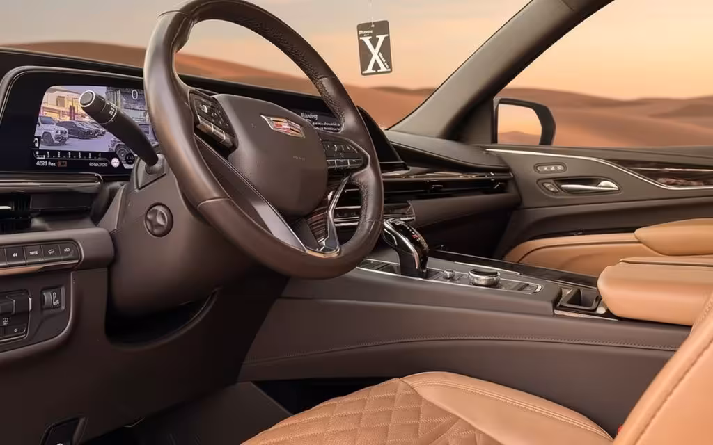 Cadillac Escalade 2023 dashboard and infotainment – rental in Dubai