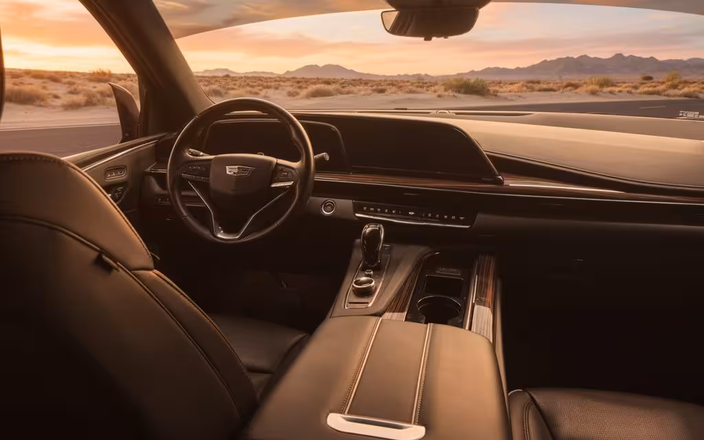 Cadillac Escalade 2023 dashboard and infotainment – rental in Dubai