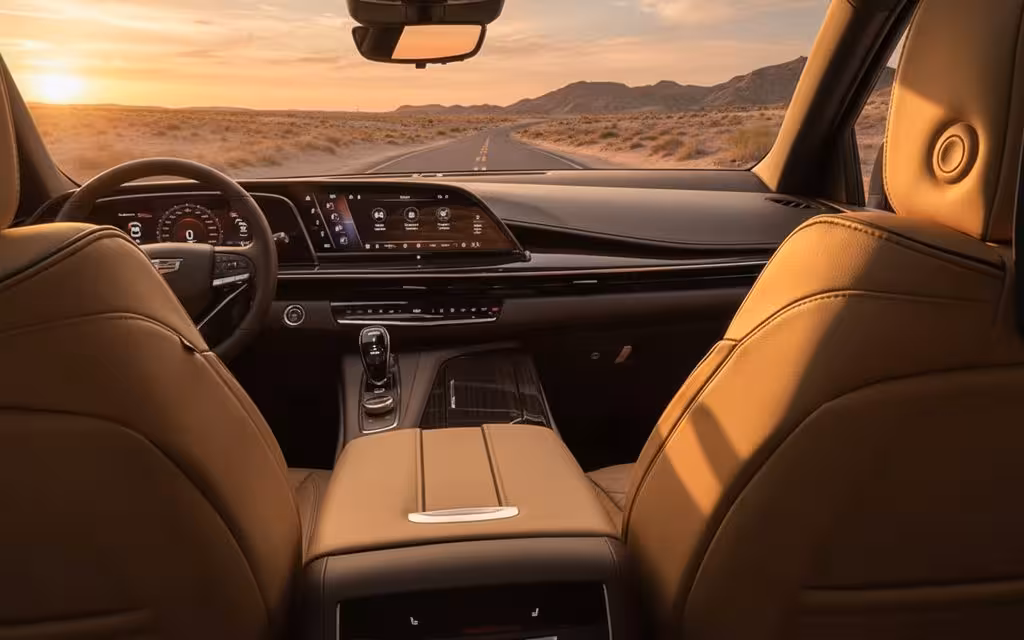 Cadillac Escalade 2024 interior view showing trim – rental in Dubai