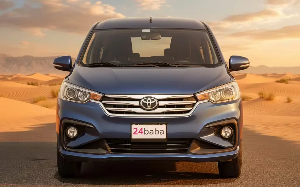 Toyota Rumion 2024 Blue front view with headlights – rental in Dubai