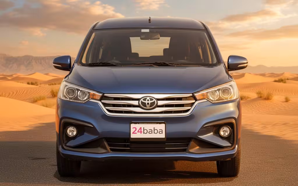 Toyota Rumion 2024 Blue front view with headlights – rental in Dubai