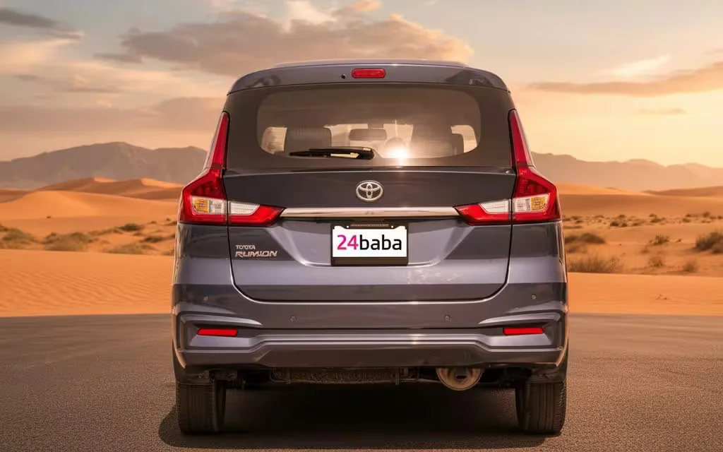 Toyota Rumion 2024 Blue rear view showing taillights – rental in Dubai